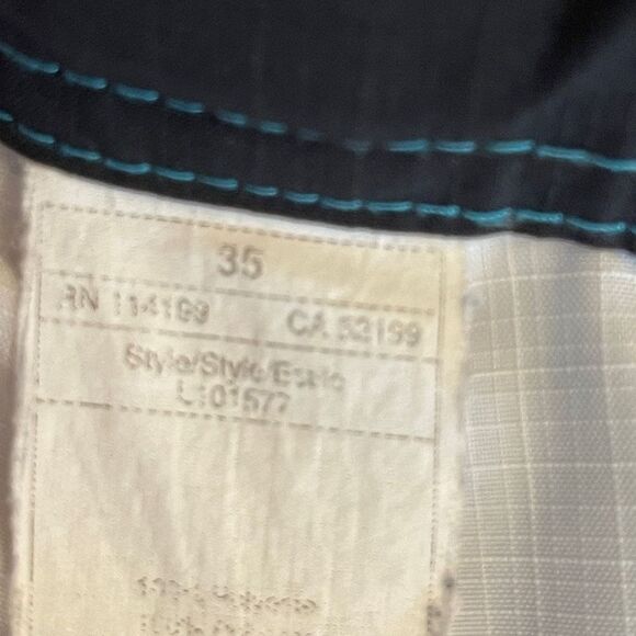 QuikSilver Mens Board Shorts Mid Length Plaid Blue Drawstring Strap Size 35 - Picture 3 of 8